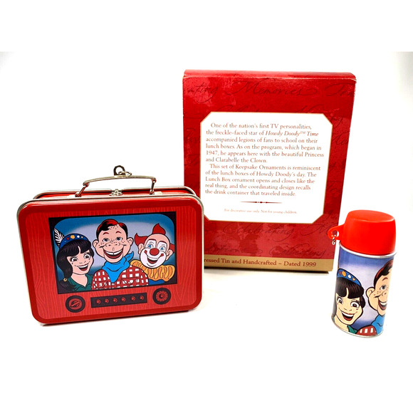 Hallmark HOWDY DOODY Lunch Box Keepsake Ornament 2pc. Set 1999 - Picture 2 of 9
